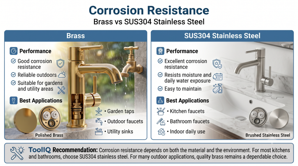Brass vs SUS304 corrosion resistance comparison