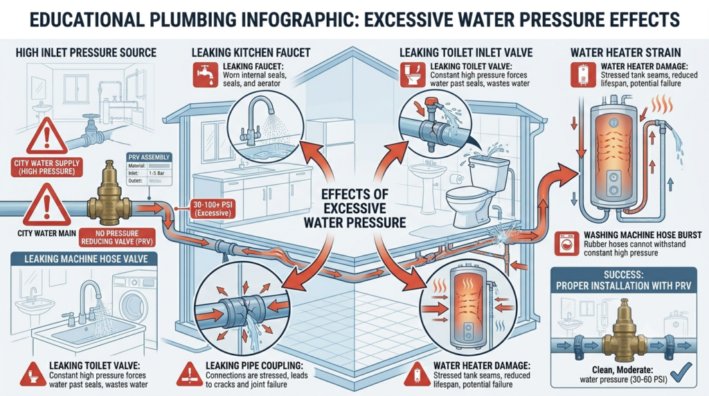 Problems caused by high water pressure