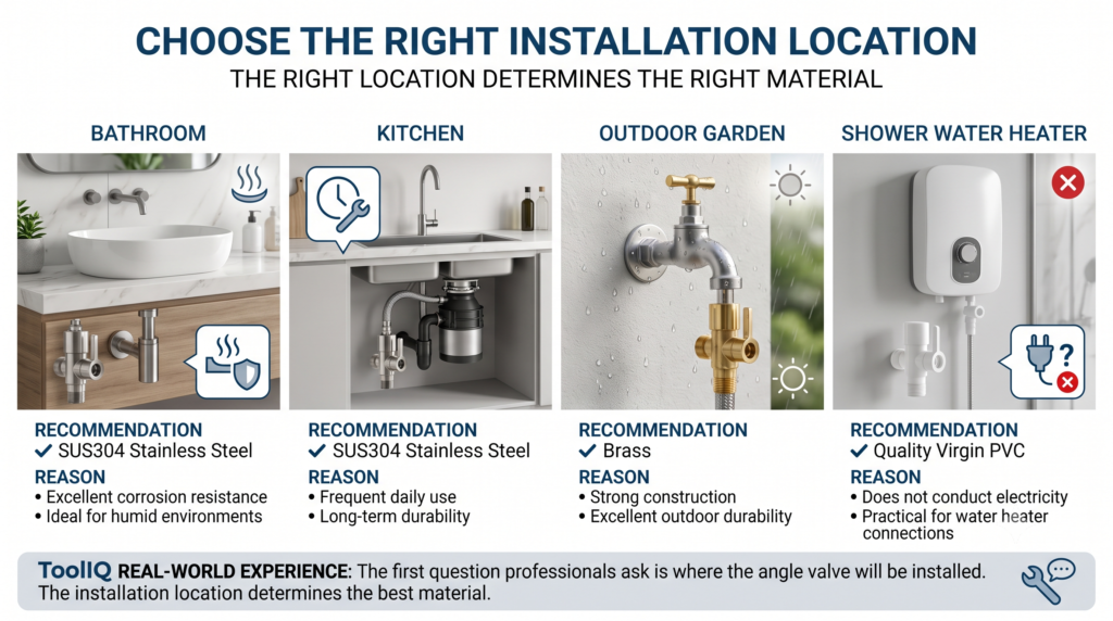 Angle valve installation location guide