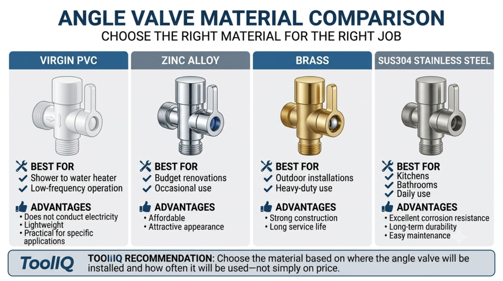 Angle valve material comparison