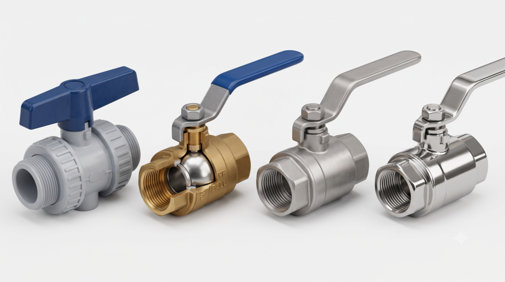 Comparison of PVC forged brass SUS304 and SUS316 ball valves