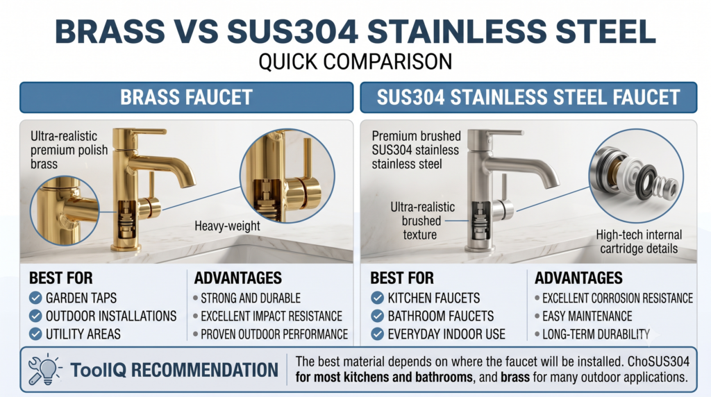 Brass vs SUS304 stainless steel faucet comparison