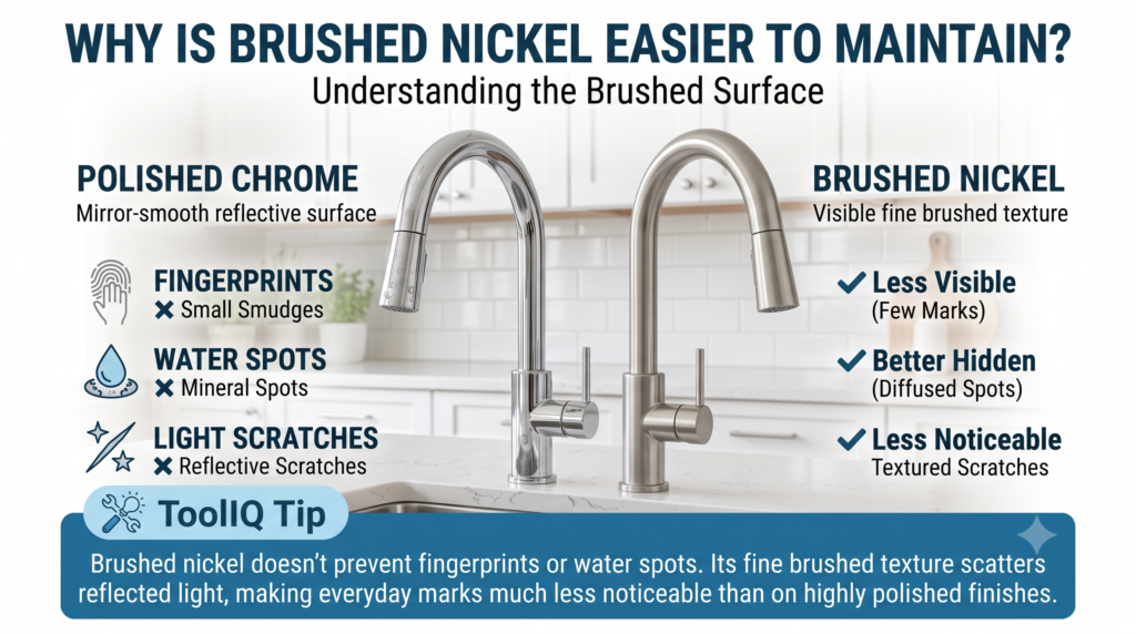 Why brushed nickel hides fingerprints and water spots better than chrome