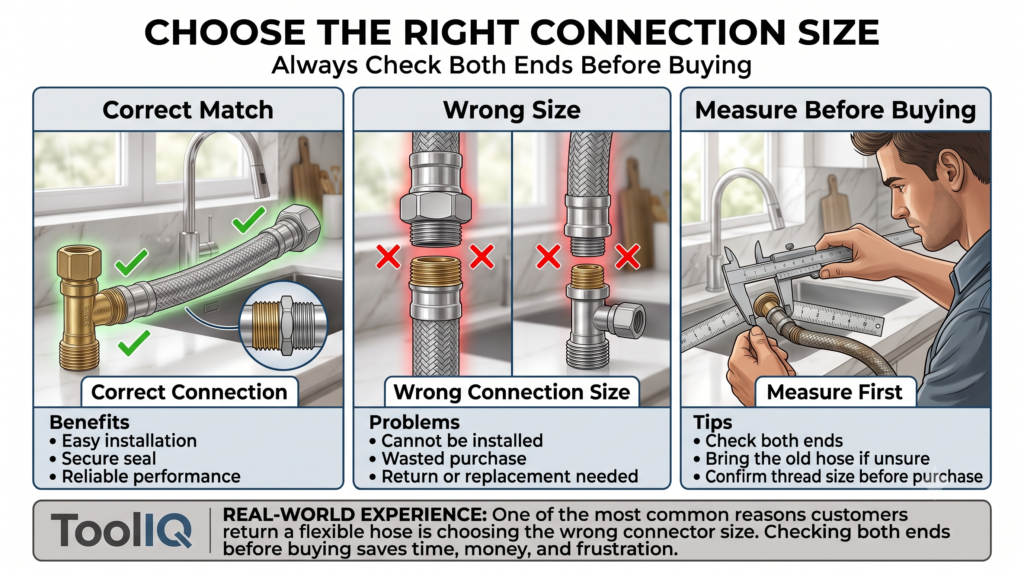 Flexible hose connection size guide