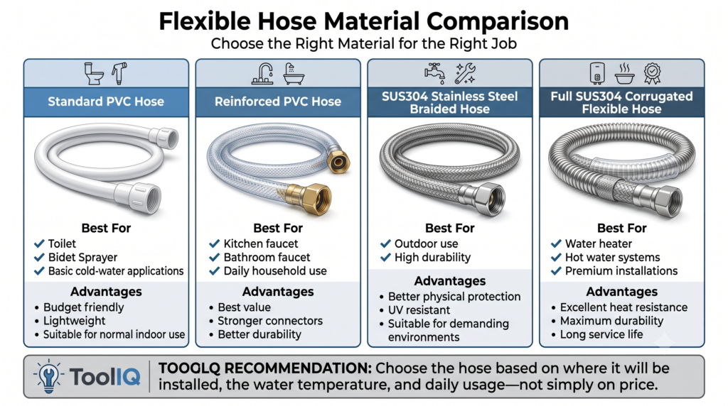 Flexible hose material comparison