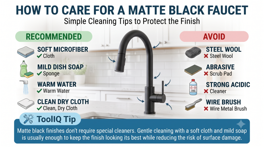 How to clean and maintain a matte black kitchen faucet safely