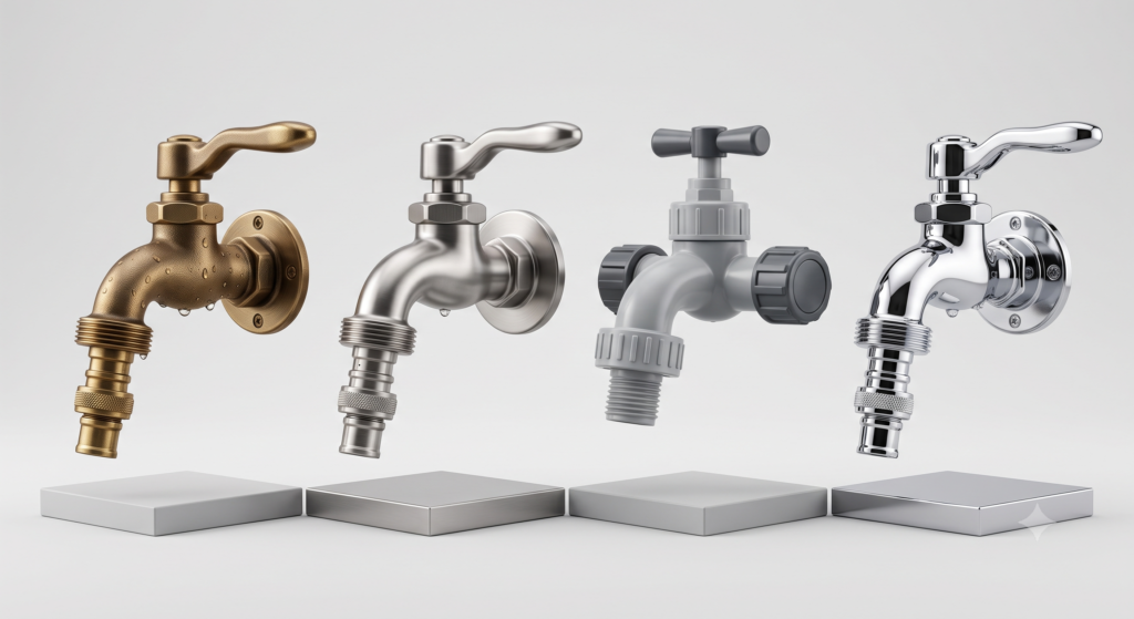 Comparison of brass, stainless steel, PVC, and zinc alloy outdoor water taps