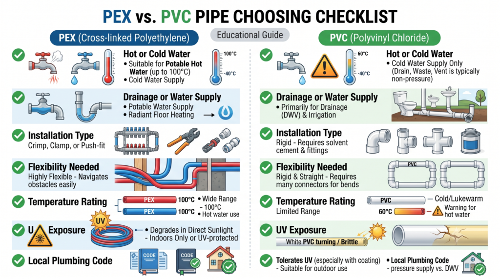 PEX vs PVC buying checklist for homeowners.