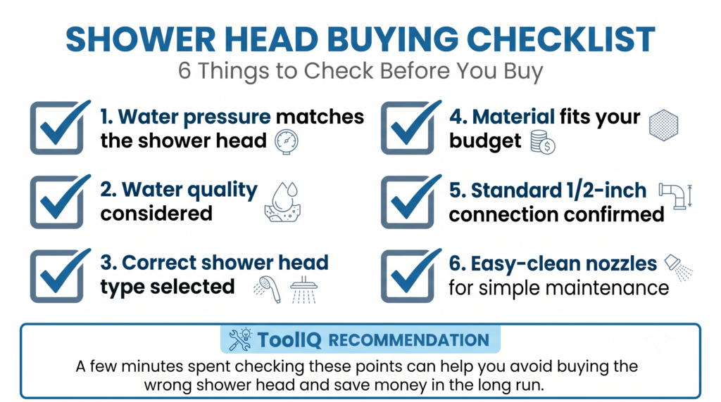 Shower head buying checklist before purchase