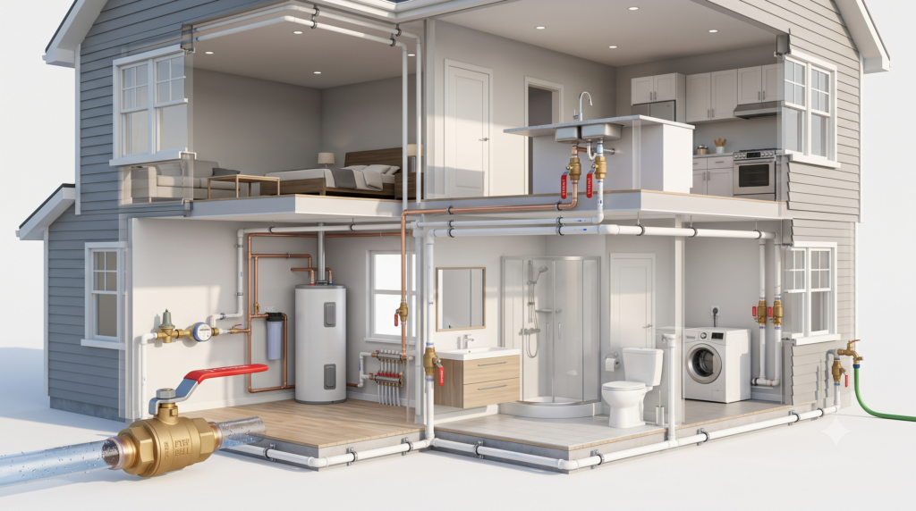 Common residential locations where ball valves are installed