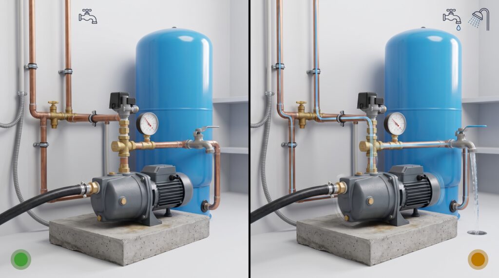 Comparison of static and dynamic pressure in a residential well pump system
